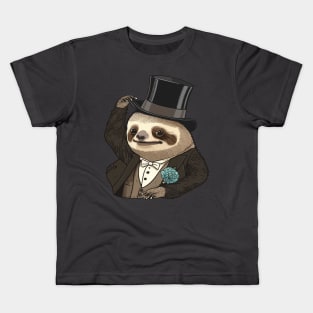 Sloth Funny Top Hat Kids T-Shirt